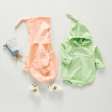 Autumn Rompers Solid Color Baby Long-Sleeved Jumpsuit Baby Girl Hooded Romper