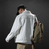 Denim Varsity Jacket Spring and Autumn Denim Jacket Men's Loose Pure Cotton Workwear Jacket