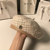 Check Beret Hat Beret Women's British Retro Fashion Painter