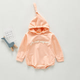 Autumn Rompers Solid Color Baby Long-Sleeved Jumpsuit Baby Girl Hooded Romper