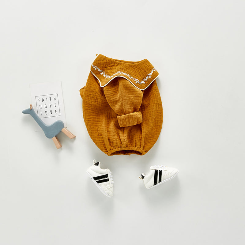 Autumn Rompers Autumn Sailor Collar Embroidery Rompers Jumpsuit Outwear