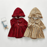 Autumn Rompers Plaid Baby's Gown Long-Sleeve Jumpsuit Romper Outwear