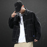 Denim Varsity Jacket Spring and Autumn Denim Jacket Men's Loose Pure Cotton Workwear Jacket