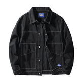 Denim Varsity Jacket Spring and Autumn Denim Jacket Men's Loose Pure Cotton Workwear Jacket