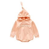 Autumn Rompers Solid Color Baby Long-Sleeved Jumpsuit Baby Girl Hooded Romper