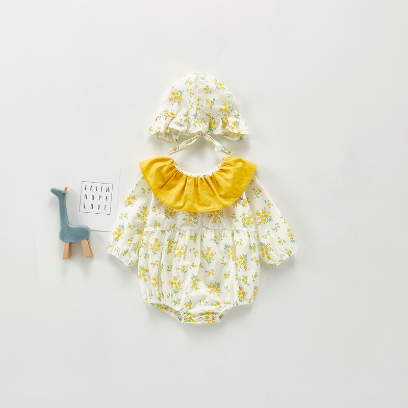 Autumn Rompers Printed Peter Pan Collar Romper Outwear