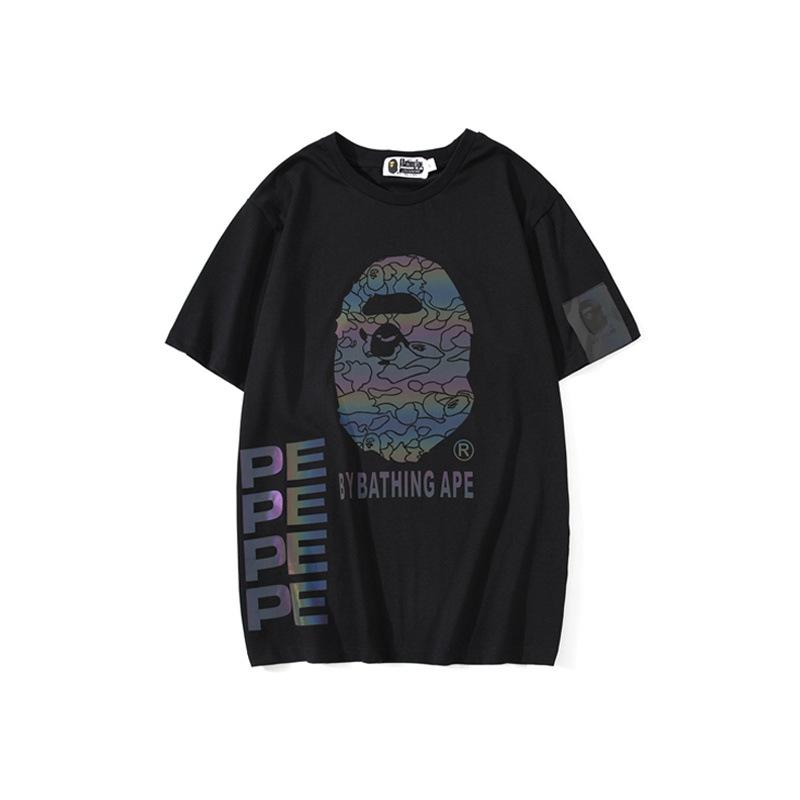 Shark Print T Shirt Summer Reflective Color T-Shirt Short Sleeve