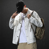 Denim Varsity Jacket Spring and Autumn Denim Jacket Men's Loose Pure Cotton Workwear Jacket