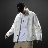 Denim Varsity Jacket Spring and Autumn Denim Jacket Men's Loose Pure Cotton Workwear Jacket
