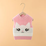 Boys Sweater Vest Baby Wool Pullover Cute Kitty Jacquard Knitted Vest