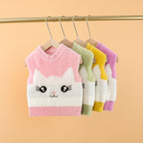 Boys Sweater Vest Baby Wool Pullover Cute Kitty Jacquard Knitted Vest