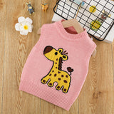 Boys Sweater Vest Baby Wool Pullover Cute Giraffe Jacquard Knitted Vest