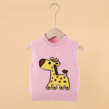 Boys Sweater Vest Baby Wool Pullover Cute Giraffe Jacquard Knitted Vest