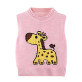 Boys Sweater Vest Baby Wool Pullover Cute Giraffe Jacquard Knitted Vest