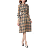 Vintage Shirt Dress Long Sleeve Tartan plaid dress