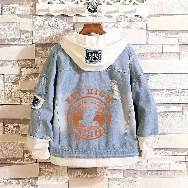 Comic Denim Jacket Anime Male Fashion Denim Jacket