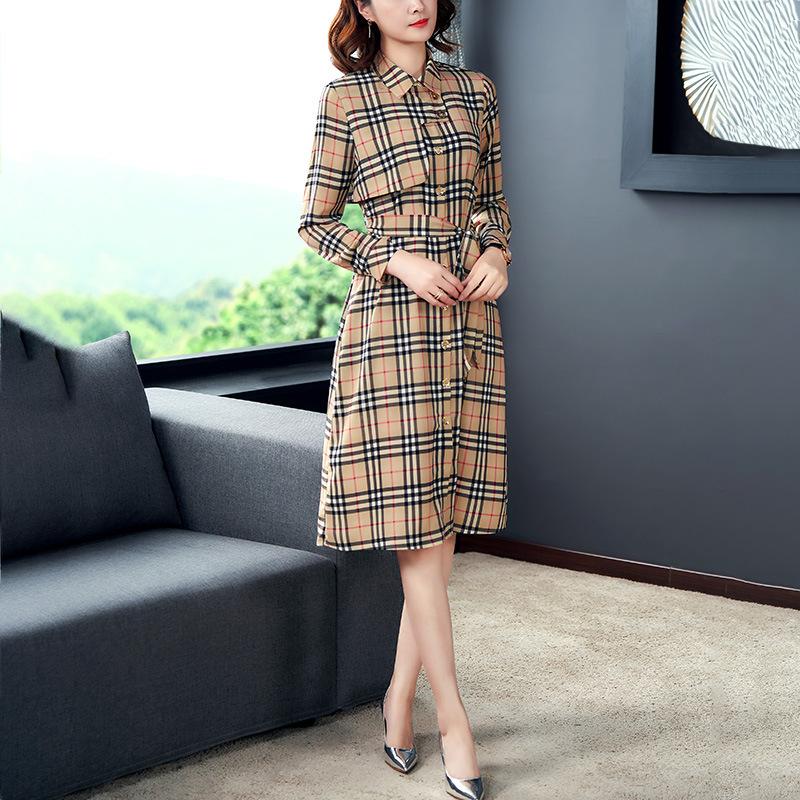 Vintage Shirt Dress Long Sleeve Tartan plaid dress