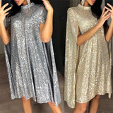 Daisy Buchanan Dress Small Stand Collar Sequins Dress Loose