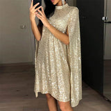 Daisy Buchanan Dress Small Stand Collar Sequins Dress Loose