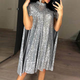 Daisy Buchanan Dress Small Stand Collar Sequins Dress Loose