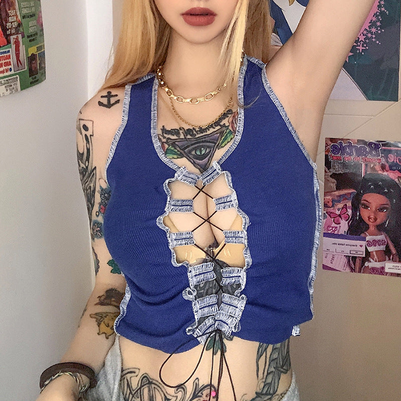 Music Festivals Rave Outfits Girls Tops Autumn and Winter Women's Slim Vest