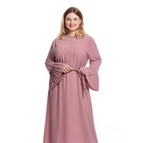 Muslim Women Stylish Kashibo Abaya Muslim Ladies Long Gown Islamic Clothing Jilbab Jalabiya Plus Size New Round Neck Hundred Patchwork Flared Sleeves Slim Dress