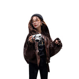 Cute Leather Jacket Women's Spring and Autumn Loose Motorcycle Clothing