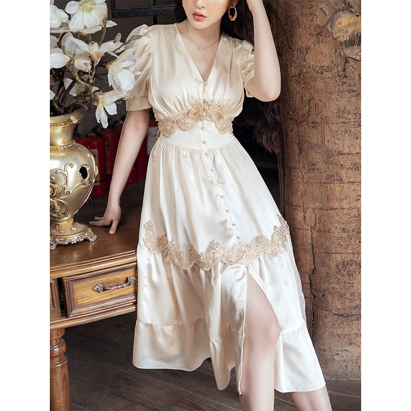 Daisy Buchanan Dress Summer V-Neck Lace Long Dress