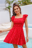 Milkmaid Dress Polka Dot Vest Dress Backless Sexy Red Solid Color dresses