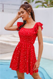 Milkmaid Dress Polka Dot Vest Dress Backless Sexy Red Solid Color dresses