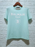 T Shirt Balmain Spring/Summer Flocking Letters All Cotton Short Sleeve T-shirt Couple Style