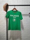 T Shirt Balmain Spring/Summer Flocking Letters All Cotton Short Sleeve T-shirt Couple Style