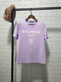 T Shirt Balmain Spring/Summer Flocking Letters All Cotton Short Sleeve T-shirt Couple Style