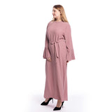 Muslim Women Stylish Kashibo Abaya Muslim Ladies Long Gown Islamic Clothing Jilbab Jalabiya Plus Size New Round Neck Hundred Patchwork Flared Sleeves Slim Dress