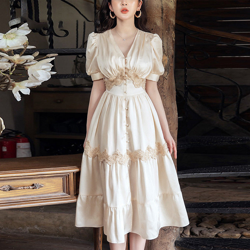 Daisy Buchanan Dress Summer V-Neck Lace Long Dress