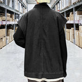 Denim Varsity Jacket Autumn Denim Vest Man Multi-Pocket Sleeveless Jacket Overalls