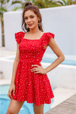 Milkmaid Dress Polka Dot Vest Dress Backless Sexy Red Solid Color dresses