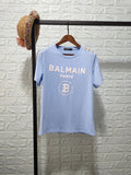 T Shirt Balmain Spring/Summer Flocking Letters All Cotton Short Sleeve T-shirt Couple Style