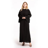 Muslim Women Stylish Kashibo Abaya Muslim Ladies Long Gown Islamic Clothing Jilbab Jalabiya Plus Size New Round Neck Hundred Patchwork Flared Sleeves Slim Dress