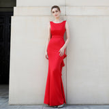 Wedding Guest Dress Bride Long Long Sleeve Red Appreciation Dinner Slim-Fit Fishtail Wedding Dress