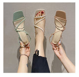Nude Strappy Block Heels