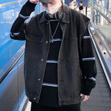 Denim Varsity Jacket Loose Denim Vest Men's Jacket Workwear Waistcoat Sleeveless Jacket
