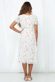 Milkmaid Dresses Summer Printed Vintage Square Collar Short Sleeve Maxi Dress