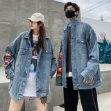 Comic Denim Jacket Patterned Denim Jacket Men and Women Autumn Jacket