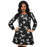 Skull Dress Autumn and Winter Dress Pumpkin Print Long Sleeve Skirt