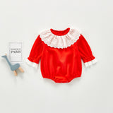 Autumn Rompers Doll Collar Romper Baby Girl Sweet Long Sleeve Triangle Jumpsuit