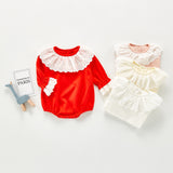 Autumn Rompers Doll Collar Romper Baby Girl Sweet Long Sleeve Triangle Jumpsuit