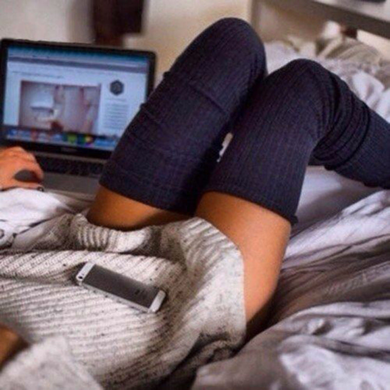 Winter Thick Knit Thigh High Socks Long Stockings Boo Autumn and Winter Knitting over the Knee Stockings Pile Style