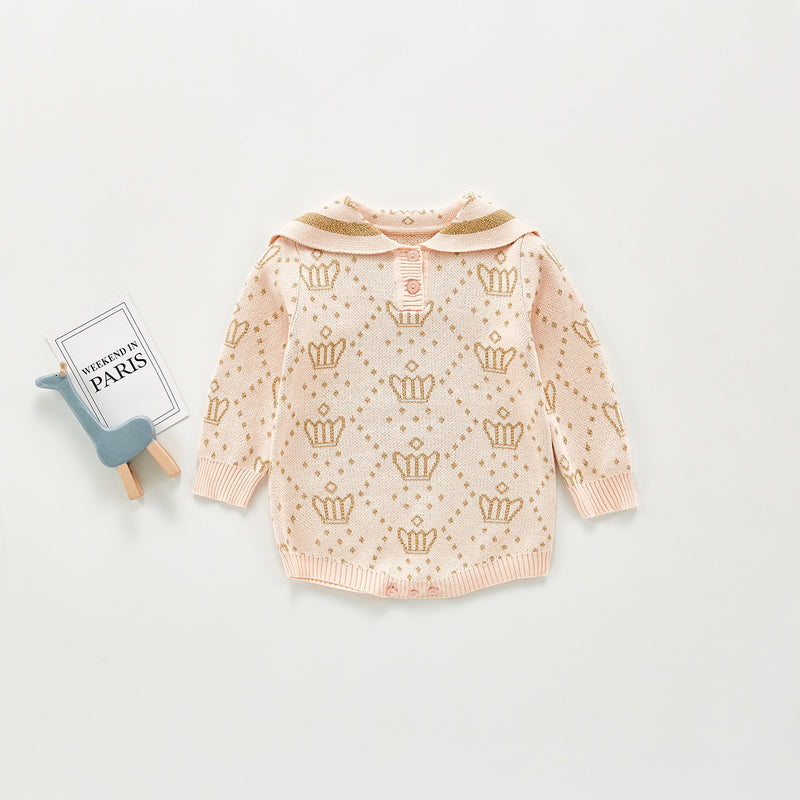 Autumn Rompers Knitted Wool Jumpsuit Crown Rompers Jumpsuit