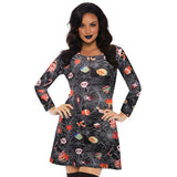 Skull Dress Autumn and Winter Dress Pumpkin Print Long Sleeve Skirt